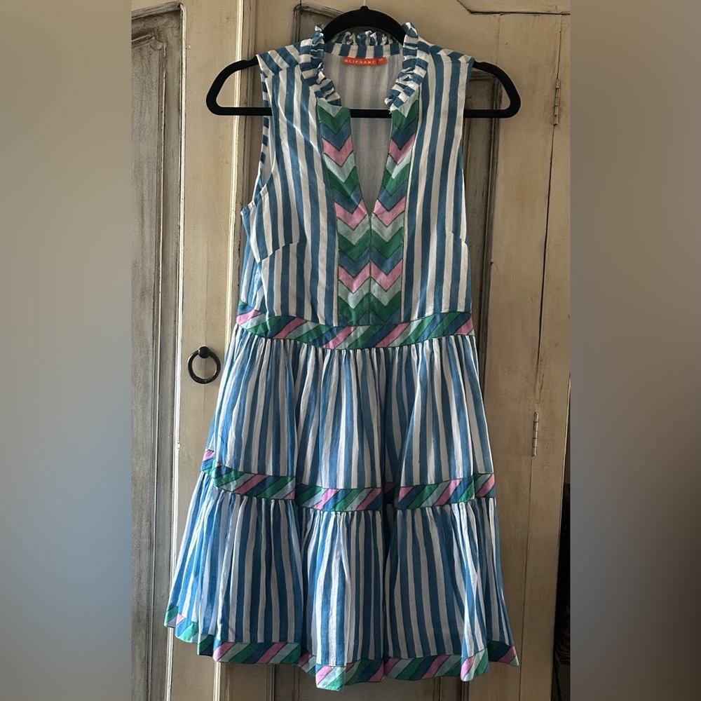 Oliphant Blue Yoke Sleeveless Dress - XS